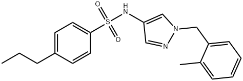 N-[1-[(2-methylphenyl)methyl]pyrazol-4-yl]-4-propylbenzenesulfonamide 구조식 이미지