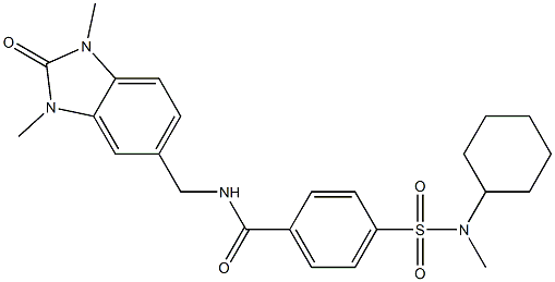4-[cyclohexyl(methyl)sulfamoyl]-N-[(1,3-dimethyl-2-oxobenzimidazol-5-yl)methyl]benzamide Structure