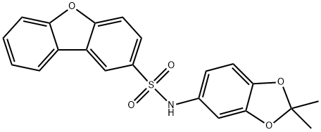 N-(2,2-dimethyl-1,3-benzodioxol-5-yl)dibenzofuran-2-sulfonamide 구조식 이미지