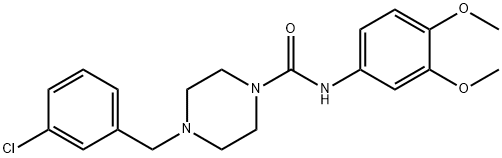 4-[(3-chlorophenyl)methyl]-N-(3,4-dimethoxyphenyl)piperazine-1-carboxamide 구조식 이미지