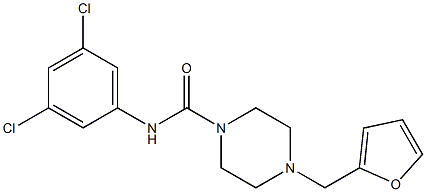 N-(3,5-dichlorophenyl)-4-(furan-2-ylmethyl)piperazine-1-carboxamide 구조식 이미지