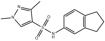 N-(2,3-dihydro-1H-inden-5-yl)-1,3-dimethylpyrazole-4-sulfonamide 구조식 이미지