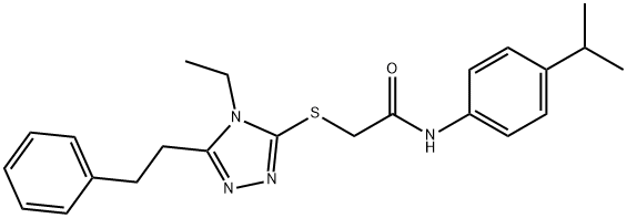 2-[[4-ethyl-5-(2-phenylethyl)-1,2,4-triazol-3-yl]sulfanyl]-N-(4-propan-2-ylphenyl)acetamide 구조식 이미지