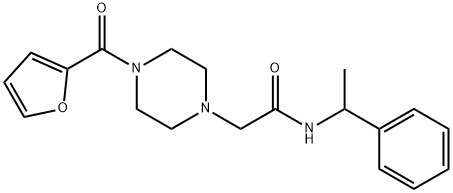 2-[4-(furan-2-carbonyl)piperazin-1-yl]-N-(1-phenylethyl)acetamide Structure