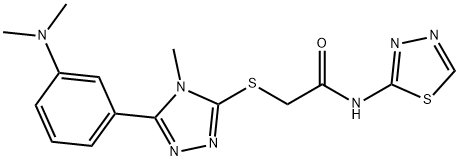 2-[[5-[3-(dimethylamino)phenyl]-4-methyl-1,2,4-triazol-3-yl]sulfanyl]-N-(1,3,4-thiadiazol-2-yl)acetamide Structure