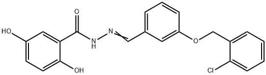 N-[(E)-[3-[(2-chlorophenyl)methoxy]phenyl]methylideneamino]-2,5-dihydroxybenzamide 구조식 이미지