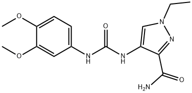 4-[(3,4-dimethoxyphenyl)carbamoylamino]-1-ethylpyrazole-3-carboxamide 구조식 이미지