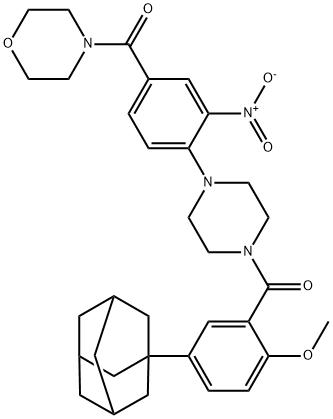 [4-[4-[5-(1-adamantyl)-2-methoxybenzoyl]piperazin-1-yl]-3-nitrophenyl]-morpholin-4-ylmethanone 구조식 이미지