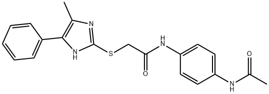 N-(4-acetamidophenyl)-2-[(5-methyl-4-phenyl-1H-imidazol-2-yl)sulfanyl]acetamide 구조식 이미지