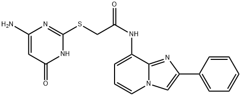 2-[(6-amino-4-oxo-1H-pyrimidin-2-yl)sulfanyl]-N-(2-phenylimidazo[1,2-a]pyridin-8-yl)acetamide Structure