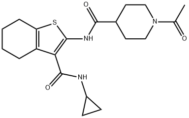 1-acetyl-N-[3-(cyclopropylcarbamoyl)-4,5,6,7-tetrahydro-1-benzothiophen-2-yl]piperidine-4-carboxamide Structure