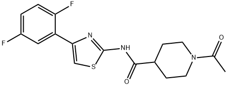 1-acetyl-N-[4-(2,5-difluorophenyl)-1,3-thiazol-2-yl]piperidine-4-carboxamide 구조식 이미지