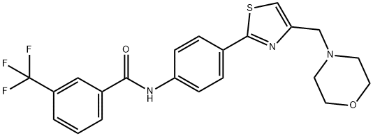 N-[4-[4-(morpholin-4-ylmethyl)-1,3-thiazol-2-yl]phenyl]-3-(trifluoromethyl)benzamide 구조식 이미지