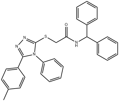 N-benzhydryl-2-[[5-(4-methylphenyl)-4-phenyl-1,2,4-triazol-3-yl]sulfanyl]acetamide 구조식 이미지