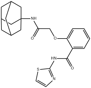 2-[2-(1-adamantylamino)-2-oxoethoxy]-N-(1,3-thiazol-2-yl)benzamide 구조식 이미지