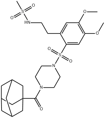 N-[2-[2-[4-(adamantane-1-carbonyl)piperazin-1-yl]sulfonyl-4,5-dimethoxyphenyl]ethyl]methanesulfonamide Structure