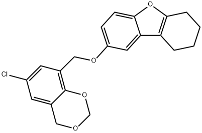 8-[(6-chloro-4H-1,3-benzodioxin-8-yl)methoxy]-1,2,3,4-tetrahydrodibenzofuran 구조식 이미지