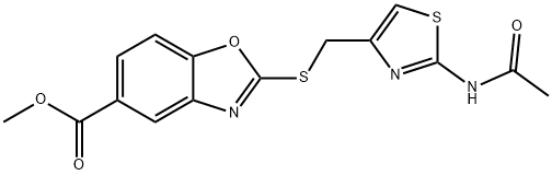 methyl 2-[(2-acetamido-1,3-thiazol-4-yl)methylsulfanyl]-1,3-benzoxazole-5-carboxylate 구조식 이미지