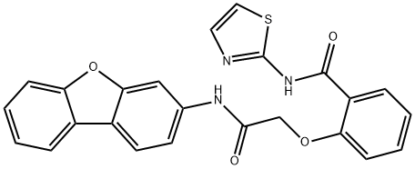 2-[2-(dibenzofuran-3-ylamino)-2-oxoethoxy]-N-(1,3-thiazol-2-yl)benzamide 구조식 이미지