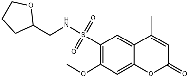 7-methoxy-4-methyl-2-oxo-N-(oxolan-2-ylmethyl)chromene-6-sulfonamide 구조식 이미지