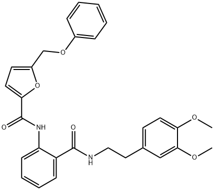 N-[2-[2-(3,4-dimethoxyphenyl)ethylcarbamoyl]phenyl]-5-(phenoxymethyl)furan-2-carboxamide 구조식 이미지