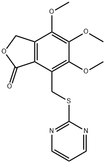 4,5,6-trimethoxy-7-(pyrimidin-2-ylsulfanylmethyl)-3H-2-benzofuran-1-one 구조식 이미지