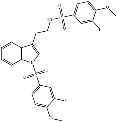 3-fluoro-N-[2-[1-(3-fluoro-4-methoxyphenyl)sulfonylindol-3-yl]ethyl]-4-methoxybenzenesulfonamide 구조식 이미지