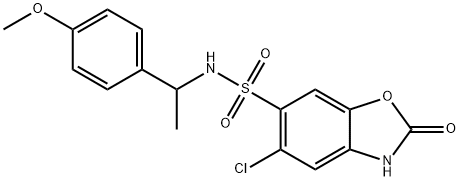 5-chloro-N-[1-(4-methoxyphenyl)ethyl]-2-oxo-3H-1,3-benzoxazole-6-sulfonamide 구조식 이미지