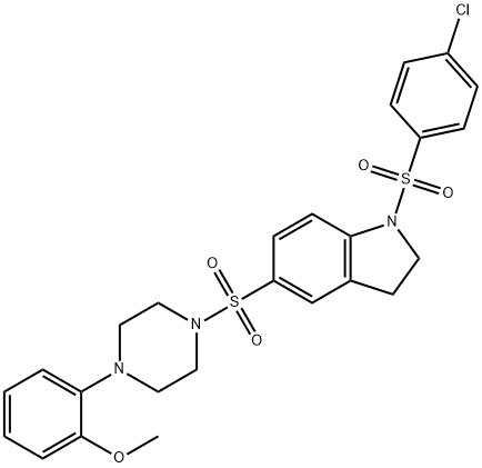 1-(4-chlorophenyl)sulfonyl-5-[4-(2-methoxyphenyl)piperazin-1-yl]sulfonyl-2,3-dihydroindole 구조식 이미지