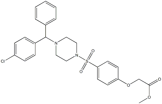 methyl 2-[4-[4-[(4-chlorophenyl)-phenylmethyl]piperazin-1-yl]sulfonylphenoxy]acetate 구조식 이미지