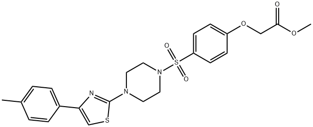 methyl 2-[4-[4-[4-(4-methylphenyl)-1,3-thiazol-2-yl]piperazin-1-yl]sulfonylphenoxy]acetate Structure