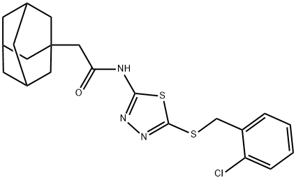 2-(1-adamantyl)-N-[5-[(2-chlorophenyl)methylsulfanyl]-1,3,4-thiadiazol-2-yl]acetamide 구조식 이미지