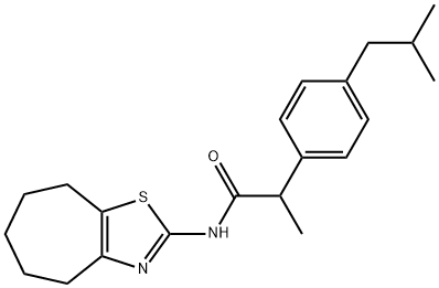 2-[4-(2-methylpropyl)phenyl]-N-(5,6,7,8-tetrahydro-4H-cyclohepta[d][1,3]thiazol-2-yl)propanamide 구조식 이미지