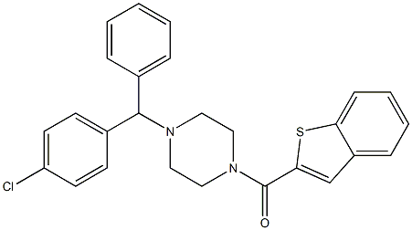 1-benzothiophen-2-yl-[4-[(4-chlorophenyl)-phenylmethyl]piperazin-1-yl]methanone 구조식 이미지