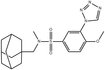 N-(1-adamantylmethyl)-4-methoxy-N-methyl-3-(tetrazol-1-yl)benzenesulfonamide Structure