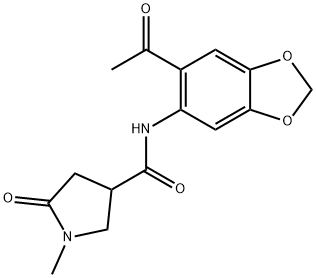 N-(6-acetyl-1,3-benzodioxol-5-yl)-1-methyl-5-oxopyrrolidine-3-carboxamide 구조식 이미지