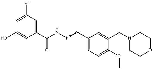 3,5-dihydroxy-N-[(E)-[4-methoxy-3-(morpholin-4-ylmethyl)phenyl]methylideneamino]benzamide Structure