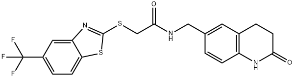 N-[(2-oxo-3,4-dihydro-1H-quinolin-6-yl)methyl]-2-[[5-(trifluoromethyl)-1,3-benzothiazol-2-yl]sulfanyl]acetamide Structure
