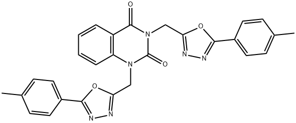 1,3-bis[[5-(4-methylphenyl)-1,3,4-oxadiazol-2-yl]methyl]quinazoline-2,4-dione 구조식 이미지