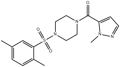 [4-(2,5-dimethylphenyl)sulfonylpiperazin-1-yl]-(2-methylpyrazol-3-yl)methanone 구조식 이미지