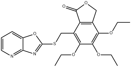 4,5,6-triethoxy-7-([1,3]oxazolo[4,5-b]pyridin-2-ylsulfanylmethyl)-3H-2-benzofuran-1-one Structure