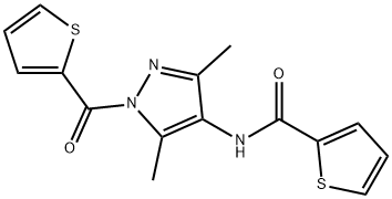 N-[3,5-dimethyl-1-(thiophene-2-carbonyl)pyrazol-4-yl]thiophene-2-carboxamide 구조식 이미지