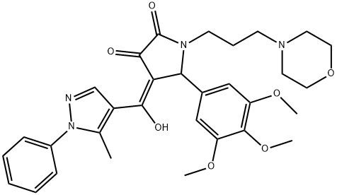 (4E)-4-[hydroxy-(5-methyl-1-phenylpyrazol-4-yl)methylidene]-1-(3-morpholin-4-ylpropyl)-5-(3,4,5-trimethoxyphenyl)pyrrolidine-2,3-dione Structure