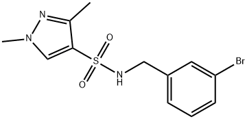 N-[(3-bromophenyl)methyl]-1,3-dimethylpyrazole-4-sulfonamide 구조식 이미지