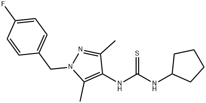 1-cyclopentyl-3-[1-[(4-fluorophenyl)methyl]-3,5-dimethylpyrazol-4-yl]thiourea Structure