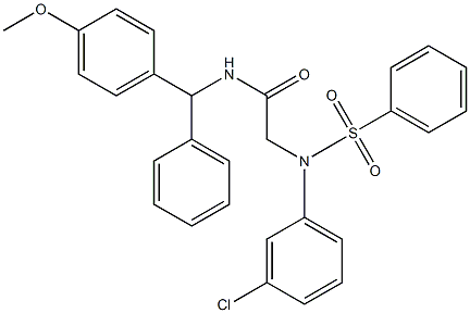 2-[N-(benzenesulfonyl)-3-chloroanilino]-N-[(4-methoxyphenyl)-phenylmethyl]acetamide Structure