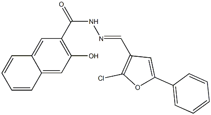 N-[(E)-(2-chloro-5-phenylfuran-3-yl)methylideneamino]-3-hydroxynaphthalene-2-carboxamide 구조식 이미지