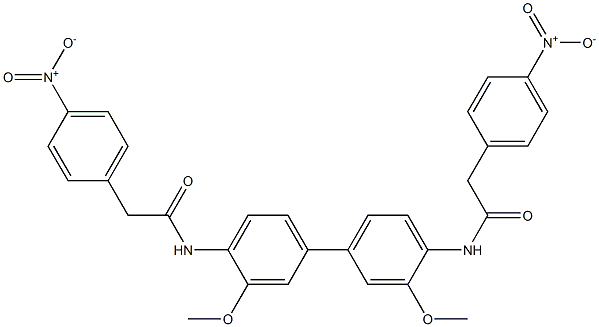 N-[2-methoxy-4-[3-methoxy-4-[[2-(4-nitrophenyl)acetyl]amino]phenyl]phenyl]-2-(4-nitrophenyl)acetamide 구조식 이미지