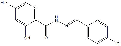 N-[(E)-(4-chlorophenyl)methylideneamino]-2,4-dihydroxybenzamide 구조식 이미지