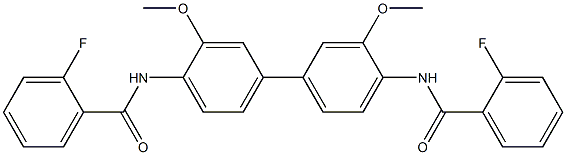 2-fluoro-N-[4-[4-[(2-fluorobenzoyl)amino]-3-methoxyphenyl]-2-methoxyphenyl]benzamide Structure